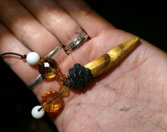 Tiger eye fang necklace