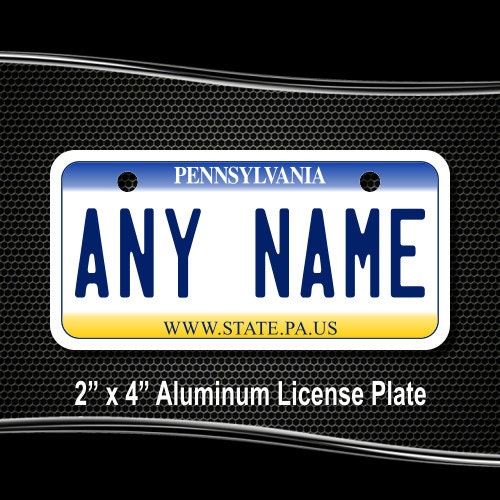 Personalized Pennsylvania License Plates Sizes for toy cars