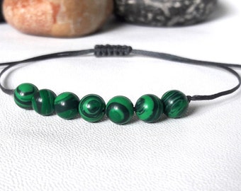 Men Beaded Bracelet Malachite Bracelet Yoga Bracelet Healing Bracelet Gemstone Therapy Heart Chakra Bracelet Energy Bracelet green bracelet