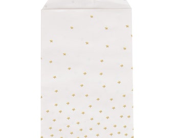 LARGE gold star favor bags. 6X9. Set of 10. Gold foil star treat bags. Twinkle Twinkle Little Star party favor bags. Gold star paper bag