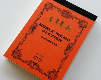 Mini B7 Refill LIFE Japan Noble Series Grid Memo Notebook Journal Archival Quality Paper Acid Free Handmade - Red Book
