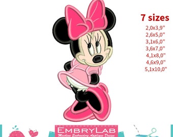 Applique Minnie Mouse. Machine Embroidery Applique Design. Instant Digital Download (16287)