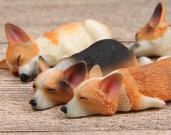 Small Corgi Dog Refrigerator magnet Magnetic Dogs Miniatures Fairy Garden Mini Garden Accessories Zakka Home Decor