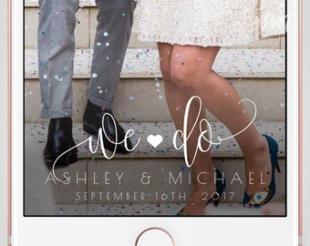 Wedding Geofilter, Wedding Snapchat Geofilter, On Demand Geofilter, We Do, Personalized Geofilter with Bride and Groom Names and Date