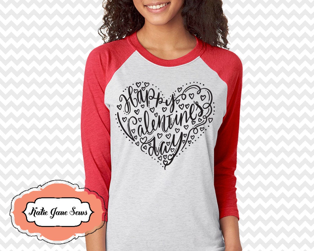 Valentines Day Tshirt Happy Valentines Adult by KatieJaneSews