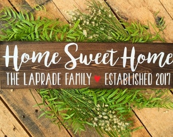 Home Sweet Home Sign, Family Name Signs, Custom Name Sign, Personalized Name Sign, Established Signs, Personalized Sign, Wedding Gifts