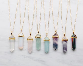 Opal Crystal Necklace / Crystal Point Necklace / Raw Healing Crystal Necklace / Bohemian Gypsy Necklace