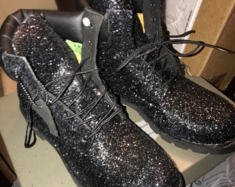 custom glitter timberlands