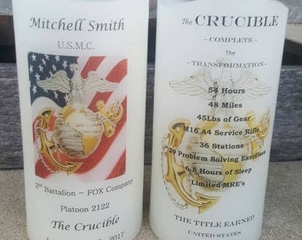 Marine Corps Crucible Candle Have it Personalized EGA USMC Crucible Facts on Back