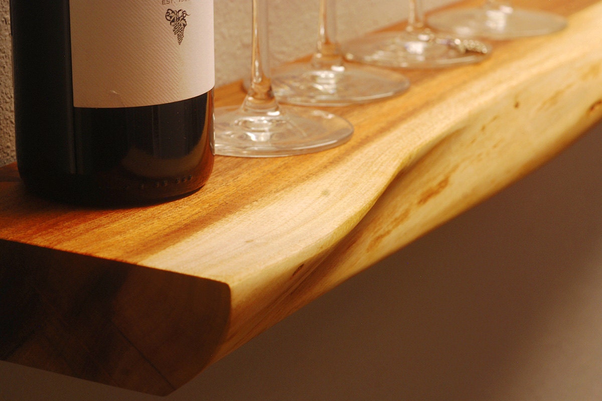 Live edge floating shelf acacia natural by NapaValleyHardwoods