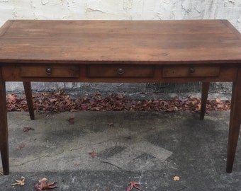 Antique Farm Table with Drawers