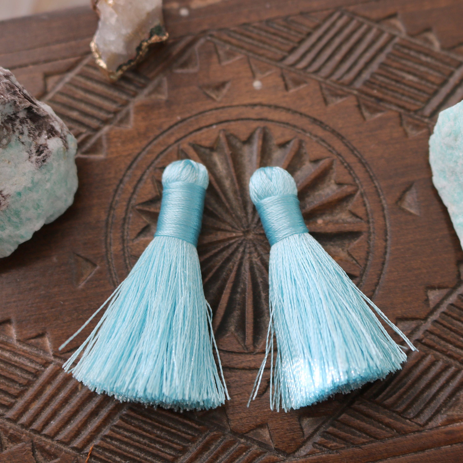 Set of 4 Light Blue Tassel 1.5 inches Mini Tassel Light