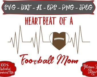 Football Heartbeat SVG - Football Mom SVG - Football SVG - Football Addict svg - Files for Silhouette Studio/Cricut Design Space