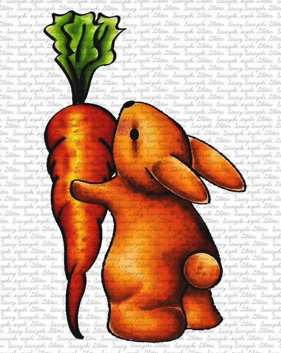 Bunny and Carrot Digital Stamp by Sasayaki Glitter