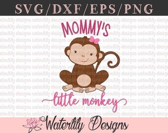 Mommy's Little Monkey SVG/DXF Cut File - Instant Download - Vector Clipart - Iron On Shirt Decal - Cricut - Silhouette - Jungle Theme