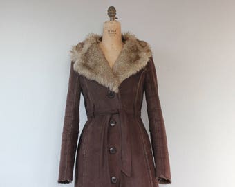 Faux shearling belted Penny Lane coat