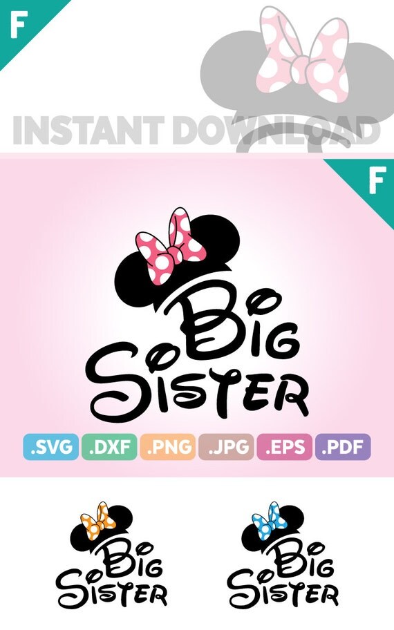 Download Big Sister Mouse Ears Cut File Ribbon Big Sister Quotes SVG