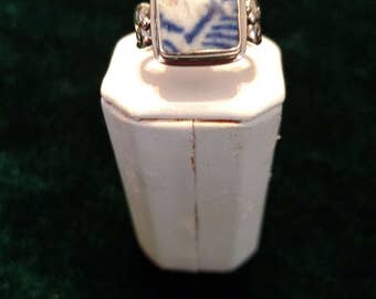 Ming Dynasty Pottery Shard Sterling Silver Ring Size 6 5.3g AFSP