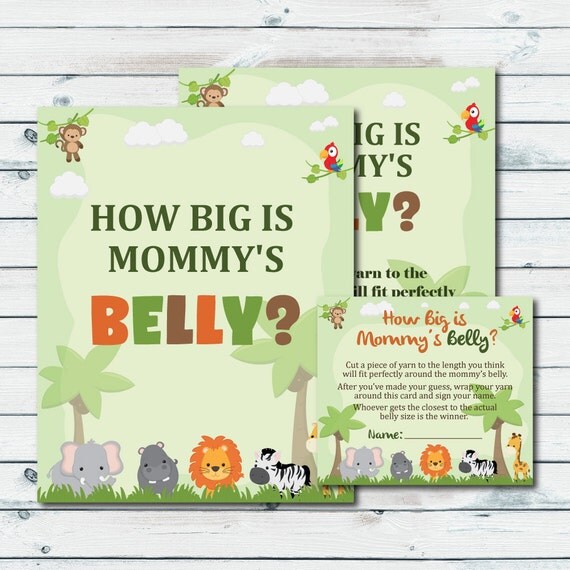 Measure Mommy's Belly Baby Shower Game Safari Animals