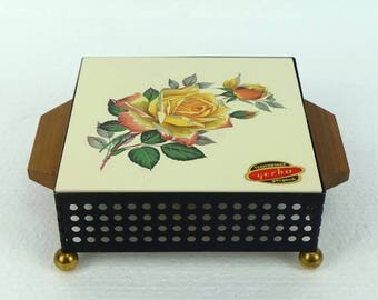 Midcentury gerba tee warmer 50s brass brass teak ceramics