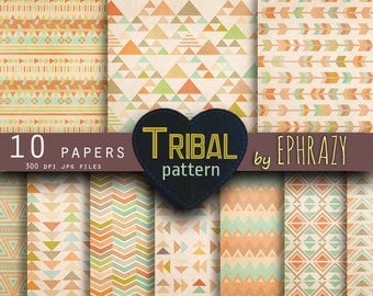 Tribal digital paper. Digital paper tribal. Tribals. Tribal pattern. Tribal digital. Geometric. Earth tones. Triangle digital paper