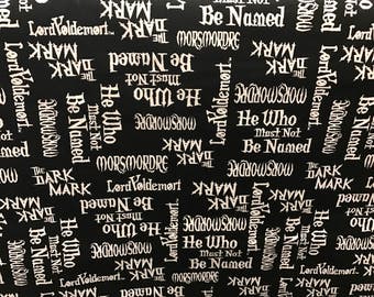 Harry Potter fabric, He who must not be named, movie fabric, licensed fabric, Harry Potter
