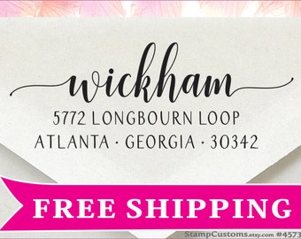 Personalized Address Stamp - Custom Return Address Stamp - Wedding Calligraphy Address
