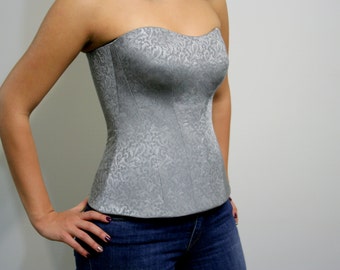 Designer Elegant Corset - Grey Corset-Grey Corset Top-Prom Corset