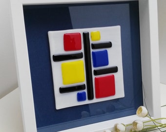 Picture of glass Mondrian. Table Mondrian. Gifts for her. Ideas gift for the