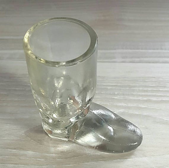 Vintage Glass Boot Cowboy Boot Shot Glass Toothpick Holder