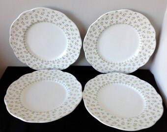 Set of 4 J&G Meakin Forget-Me-Not Green Dinner Plates