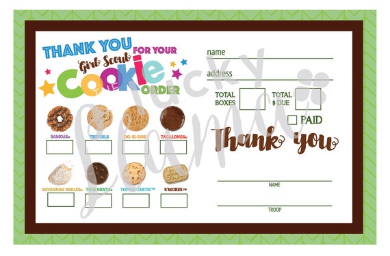 free printable girl scout cookie thank you cards