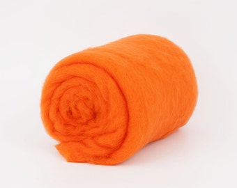 Orange B221-4, 1.77oz (50gr) 22mic Carded Merino Wool For Felting And Needle Felting.