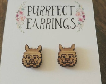 Cute wooden Alpaca bamboo earrings