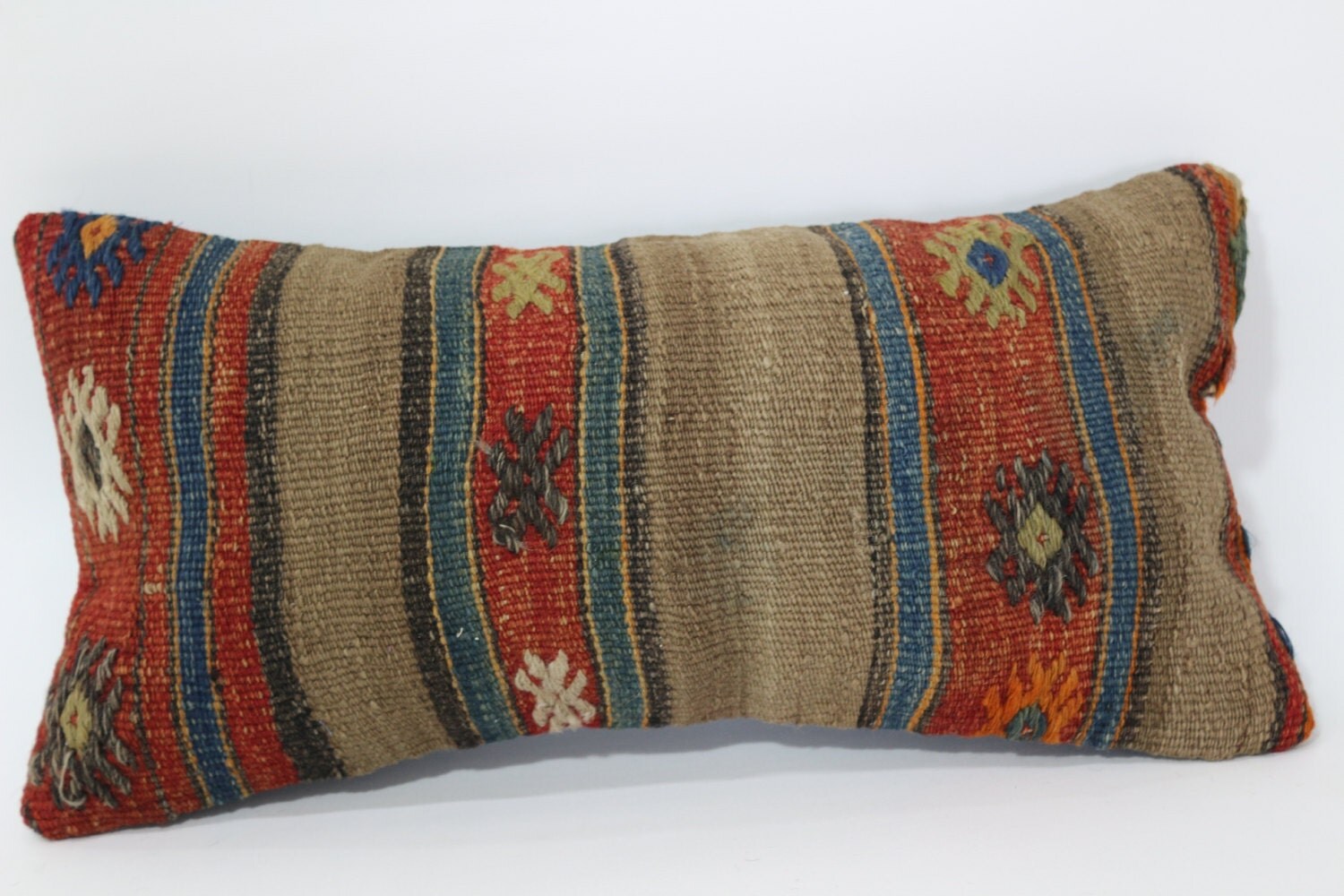 Turkish Kilim Pilllow Ethnic Pillow 10x20 Decorative Kilim