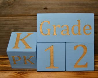 Wood milestone blocks,Baby Age Block, Wooden milestone blocks,Week Month Year Grade Milestone Blocks