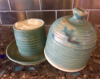 Pottery handmade ceramic butter keeper bell