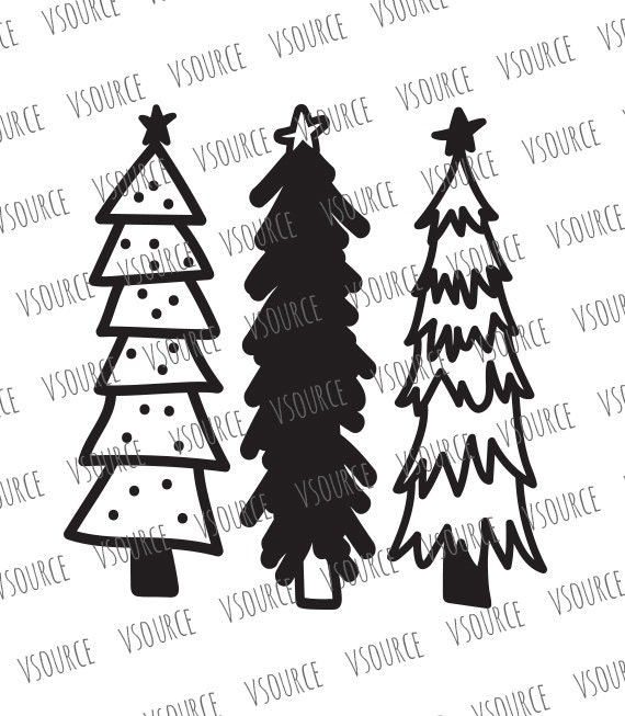 Download Svg Christmas Tree SVG Hand Drawn Christmas Trees Hand