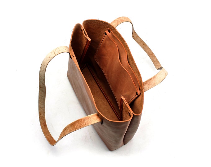 Leather tote bag - custom tote bag - leather handbag - Brown leather handbag - brown leather tote