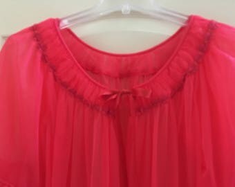 Vintage Tosca Peignoir Robe / 1960's Vintage Lingerie / Tosca Sheer Robe / Tosca Red Poignoir Robe / Vintage Lingerie / Tosca Lingerie