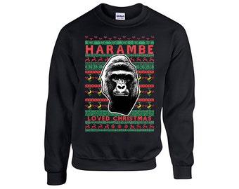Harambe Loved Christmas ugly christmas Sweater , RIP Harambe Xmas Sweater, Christmas party, Holiday gift,
