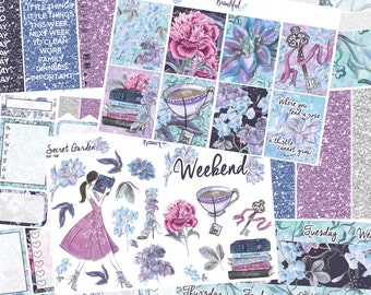 Secret Garden - Ultimate Weekly Kit - Removable Vinyl (Glossy or Matte) - Erin Condren Vertical Life Planner Stickers