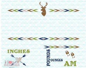 Boho Deer Birth Announcement Baby Stats Statistics Template svg dxf eps jpg ai files for Cricut Silhouette & other cutting machines