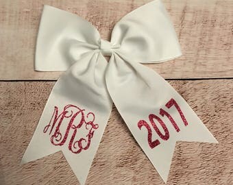 Senior Cheer Bow, Graduation Cap Bow, Senior 2017, 2018, Monogram Cheer Bow, Personalized bow, Monogram Senior Bow, Cheer Bow, Senior Bow