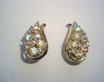 Vintage Aurora Borealis Clip Earrings by Star