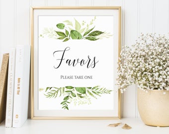 Favors Sign, Wedding Favors Sign, Bridal Shower Sign, Favors Printable, Favors Print, Wedding Favors Decor, Favor Sign, Greenery Favors Sign
