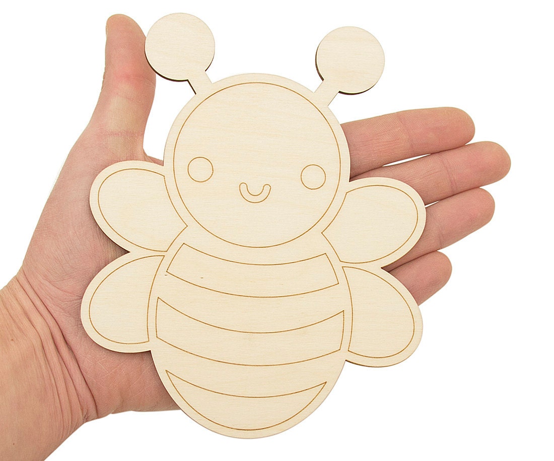 Wooden Bumble Bee 16cm Shape Craft Hanging Tag Decoration