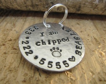 Pet ID tag, I am micro chipped, Tag for medium size dog,Custom Pet ID tag,Personalized dog tags,Personalized pet tags,Large dog name tag