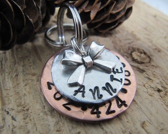 Pet ID tag, Pet name tag, Cat ID tag, Dog ID ta, hand stamped pet tags, Pet supplies, Cat name tag, Dog name tag, Personalized pet id tag
