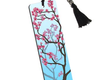 Cheery Cherry Blossoms Printed Bookmark With Tassel